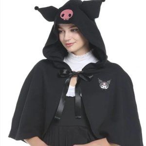 NWT Sanrio Kuromi Kuromi Figural Ears Capelet Size L/XL Shawl Coverlet